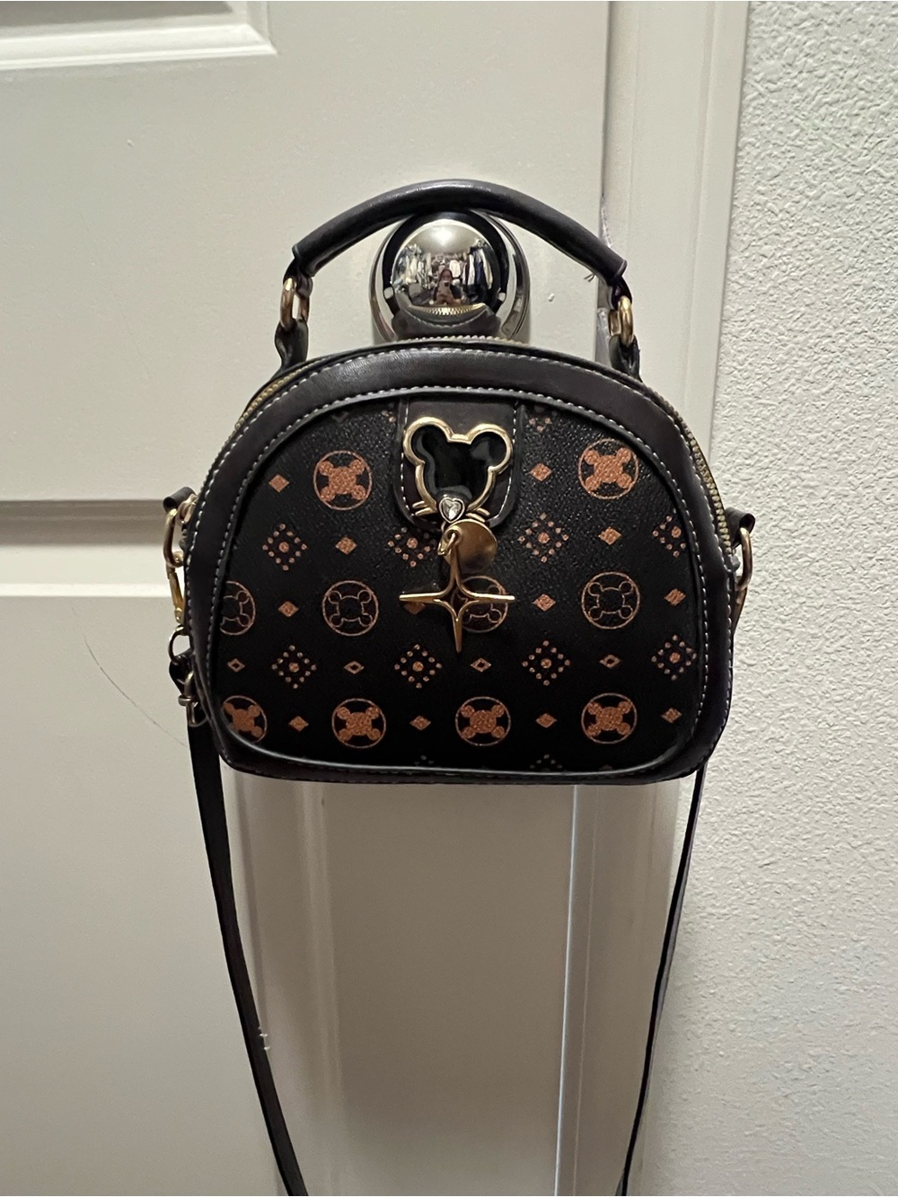 Black and Brown Disney Inspired Women's Top-Handle Crossbody Bag